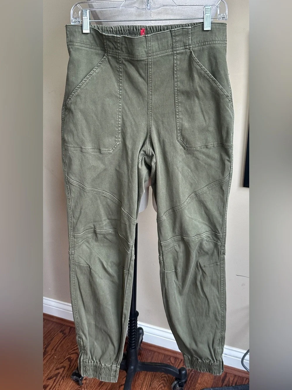 Spanx Twill Jogger Pants, Green, Size Large
